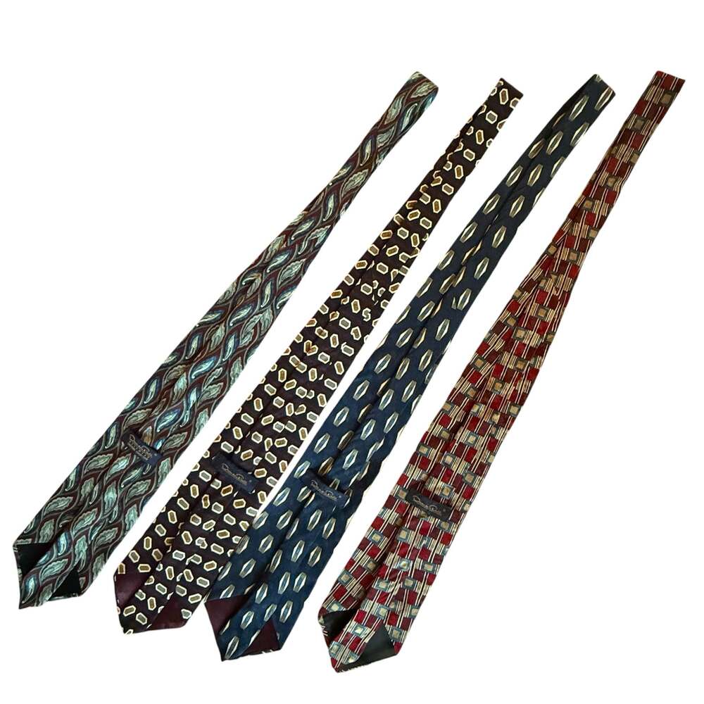 Lot of 4 Vintage Oscar de la Renta 100% Silk Neckties